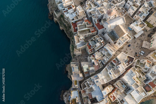 Aerial view of Polignano a Mare, a small town along the coastline in Bari, Puglia, Italy. photo