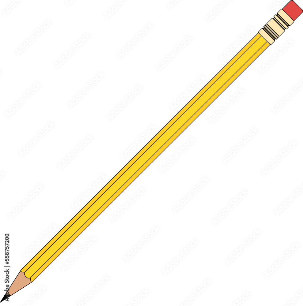 Pencil with eraser, Pencils with a lead made from a mixture of graphite and clay illustration Pencil with eraser, Pencils with a lead made from a mixture of graphite and clay illustration