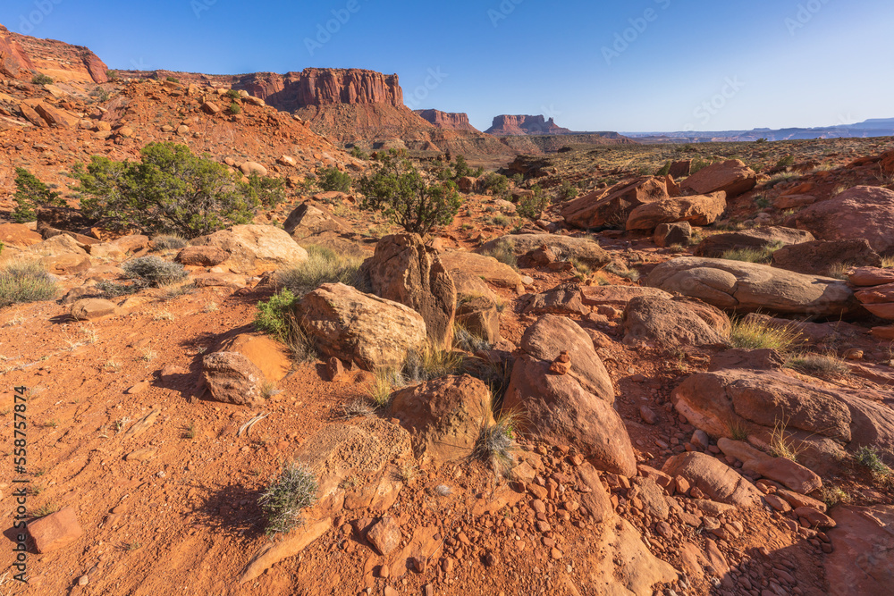 hiking the murphy trail loop in the island in the sky in canyonlands national park, usa