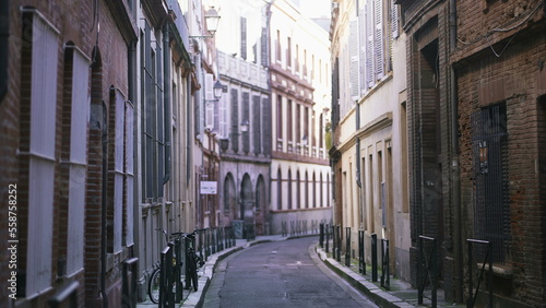 Empty European street during epidemic outbreak