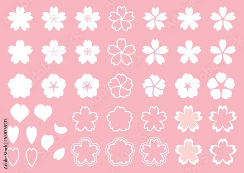 いろいろな形の桜のマークのセット
