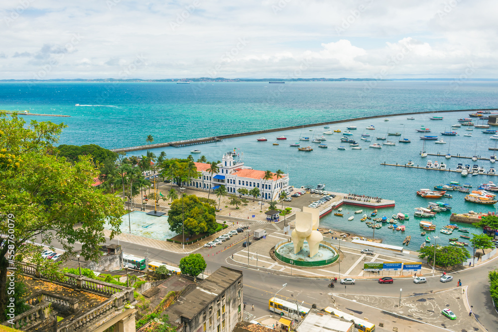 Salvador, Bahia, Brazil - Circa September 2019: A view of the Bay of All Saints from above