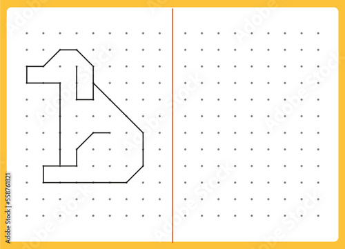 Working page for kids. Educational games for practicing motor skills. Repeat pattern. Worksheet for kindergarten and preschool. Vector illustration