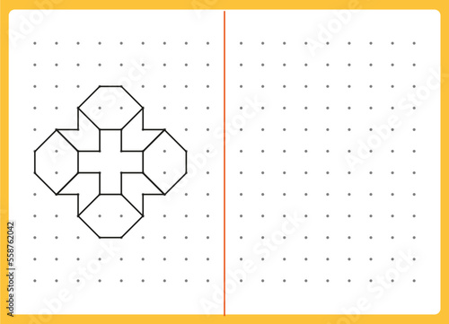 Working page for kids. Educational games for practicing motor skills. Repeat pattern. Worksheet for kindergarten and preschool. Vector illustration