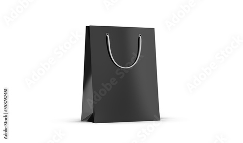 Black paper bag isolated on a white background
