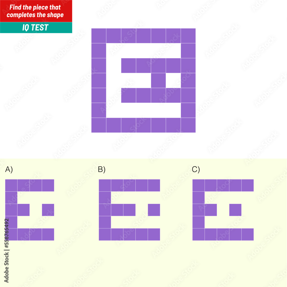 Find the Missing Piece. Shape completion questions, Find next shape Find the Missing Piece. Shape completion questions, Find next shape