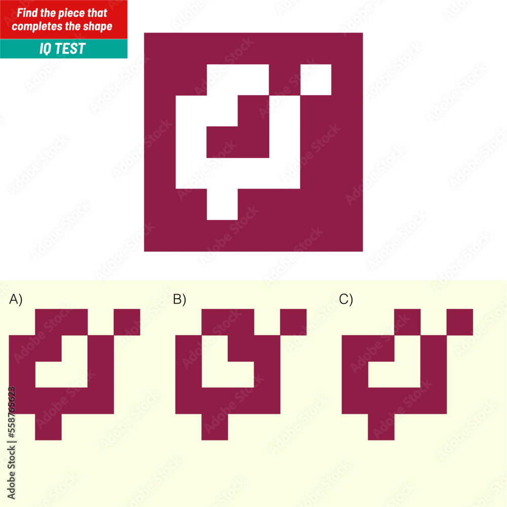 Obraz premium Find the Missing Piece. Shape completion questions, Find next shape