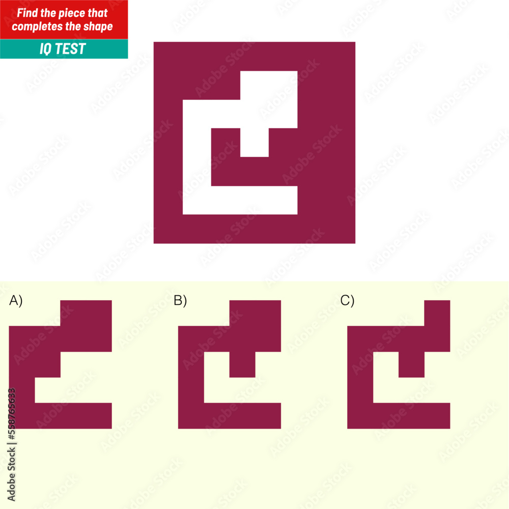 Obraz premium Find the Missing Piece. Shape completion questions, Find next shape
