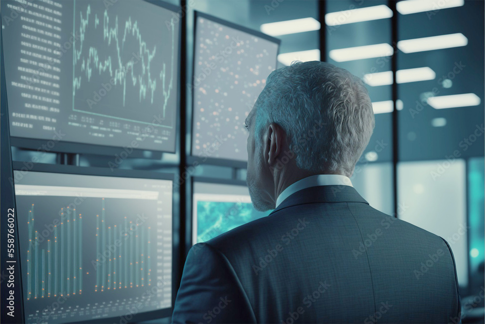 Crypto Trader, in profile looking at chart, stock exchange broker, wal street, digital currency market, bitcoin Crypto Trader, in profile looking at chart, stock exchange broker, wal street, digital currency market, bitcoin