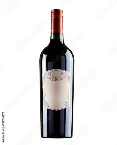 Red wine bottle on transparent background