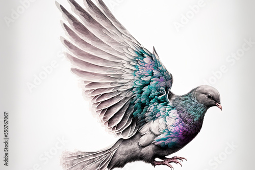 A pigeon wing in the manner of a digital illustration. Generative AI