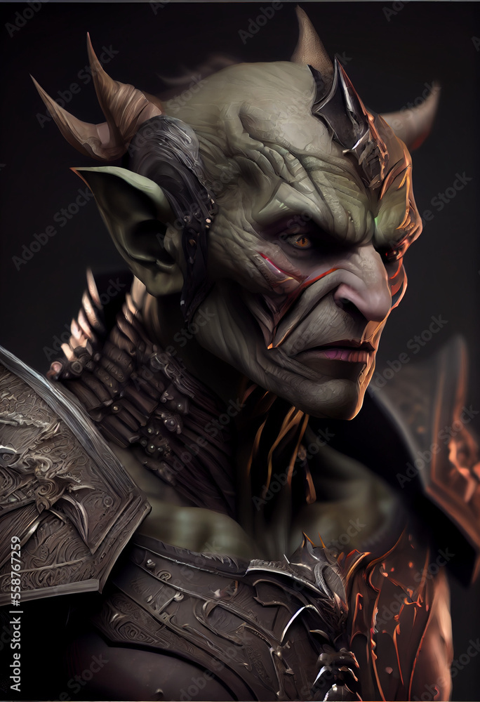 Naklejka premium Green goblin, orc - generative ai