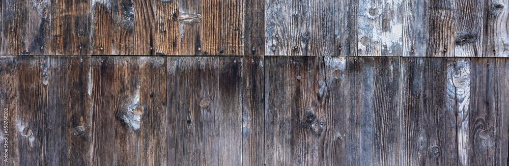 Naklejka premium banner or Brown vertical wood texture background coming from natural tree