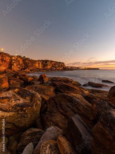 Rock and cliff formation on the coastline.