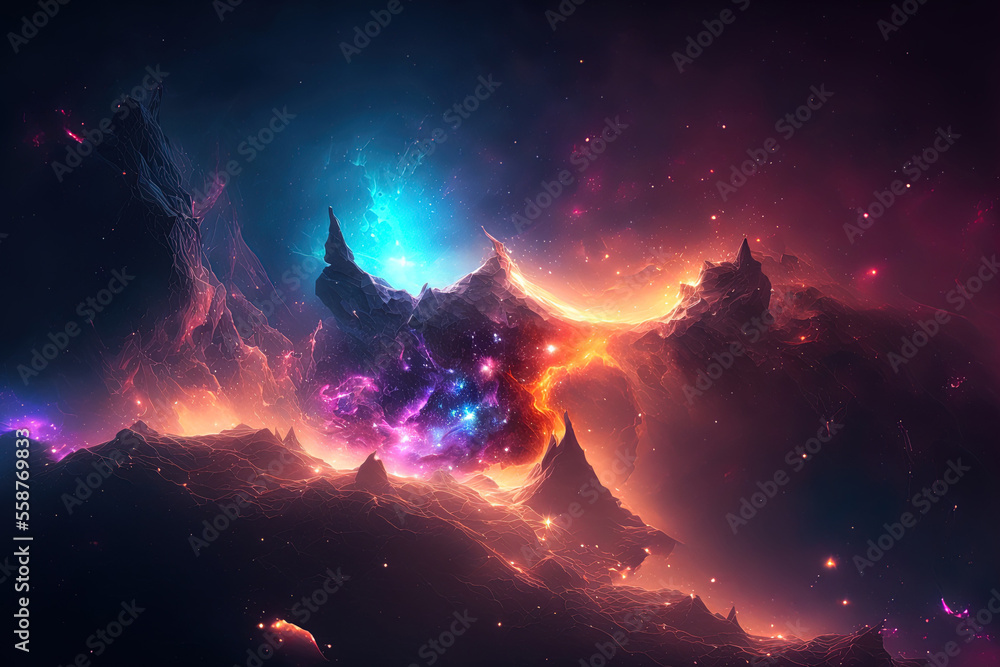 Obraz premium HD wallpaper of a galaxy nebula and stars in space. Generative AI