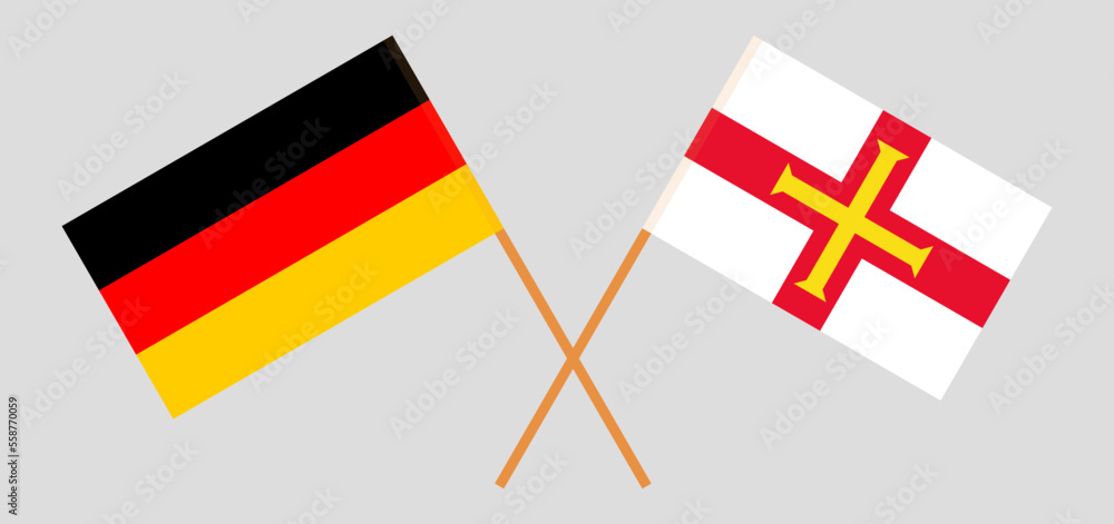 Crossed flags of Germany and Bailiwick of Guernsey. Official colors. Correct proportion