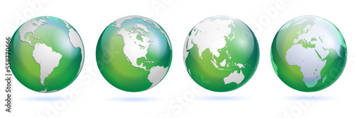 set of realistic earth globe glossy isolated. 