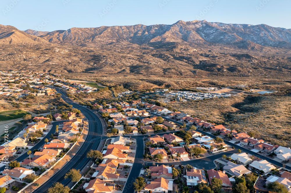Desert Residential Community with Catalina Mountains