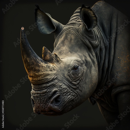 rhino on black  - Generative AI