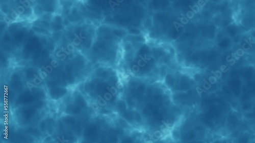 Water Caustic Background. Seamless cyclic 3D animation of blue water surface in pool. Animated texture of water surface. Transparent water with refraction of sunlight and reflections on water surface.