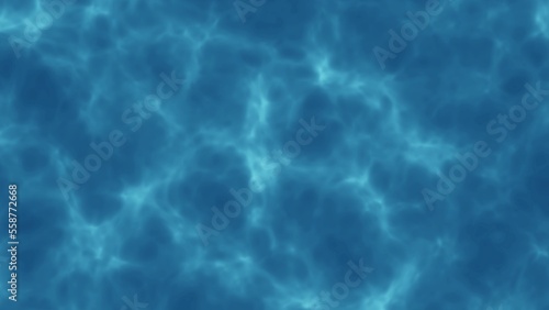 Water Caustic Background. Seamless cyclic 3D animation of blue water surface in pool. Animated texture of water surface. Transparent water with refraction of sunlight and reflections on water surface.
