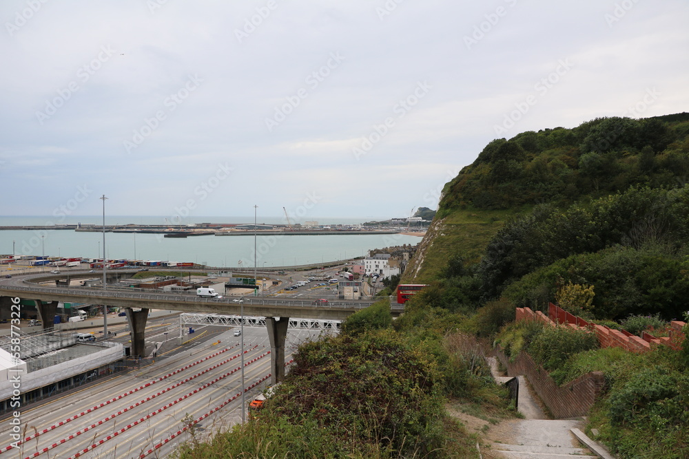 Hiking at White cliffs of Dover by the sea, England United Kingdom