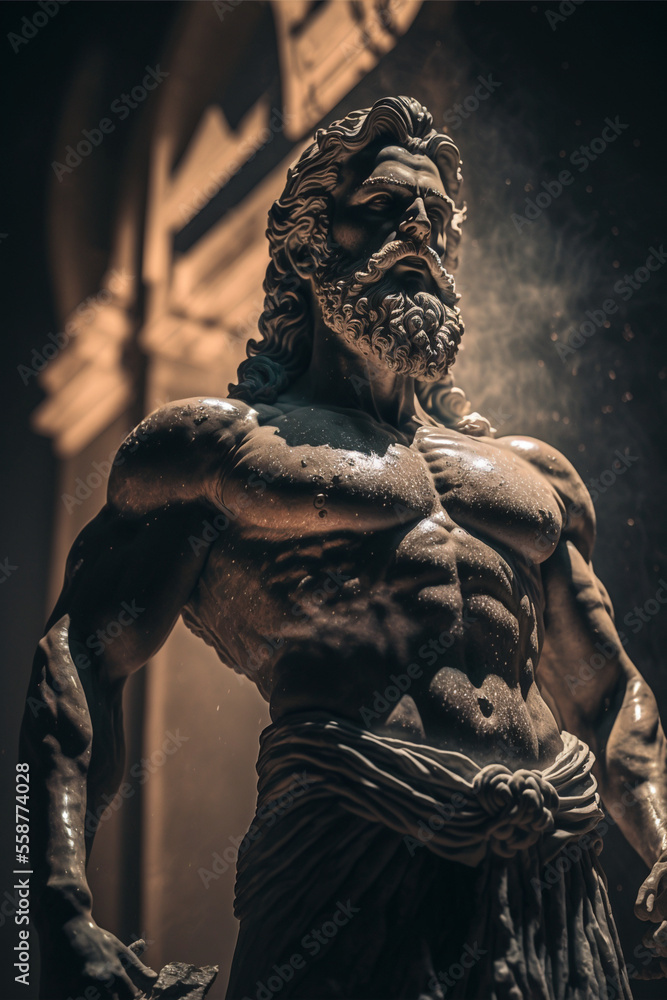 Statue of the god Zeus. Ancient Greek mythology. Antique sculpture. created  with ai Stock Illustration | Adobe Stock