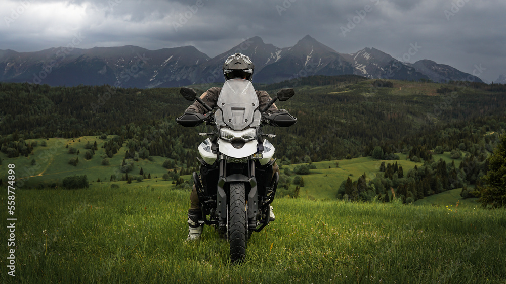 Motorcycle rider in the mountains
