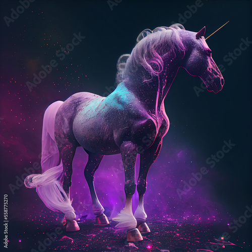 Magical unicorn in shiny light  generative ai