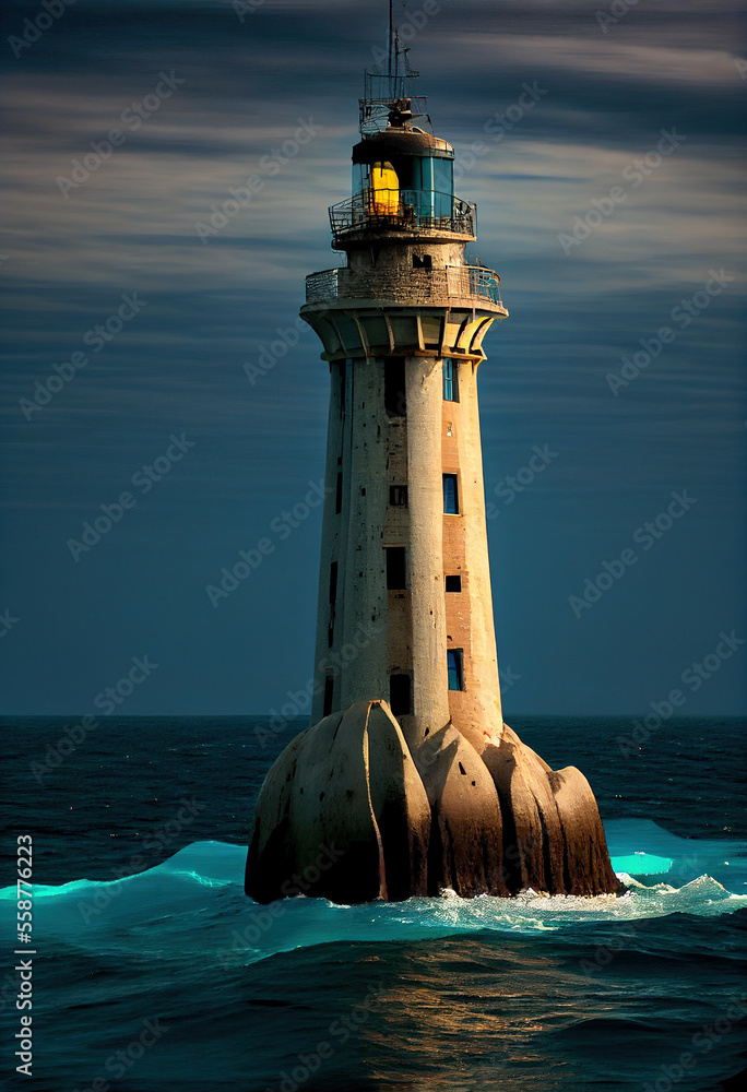 A lighthouse on the sea