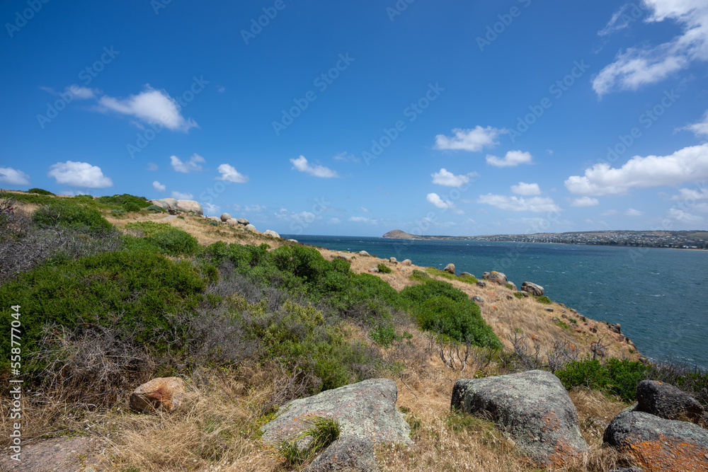 View of Granite Island rocks at Victor Harbor in South Australia View of Granite Island rocks at Victor Harbor in South Australia