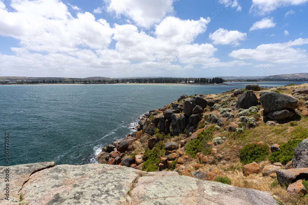 View of Granite Island rocks at Victor Harbor in South Australia