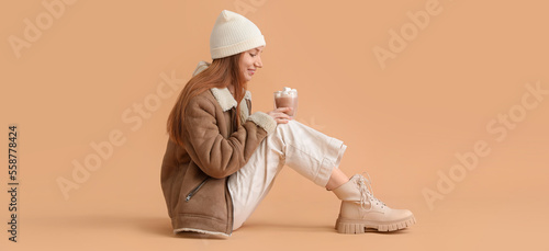 Sitting young woman in shee...