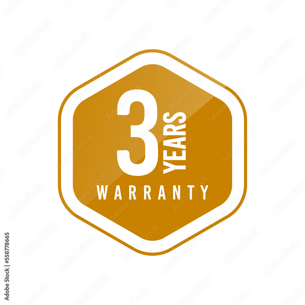 Golden Hexagon Medal With Text 3 Years Warranty Golden Hexagon Medal With Text 3 Years Warranty