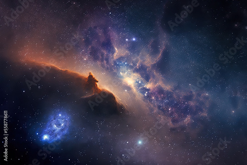 space dust and stars in the universe's milky way galaxy. Generative AI © 2rogan