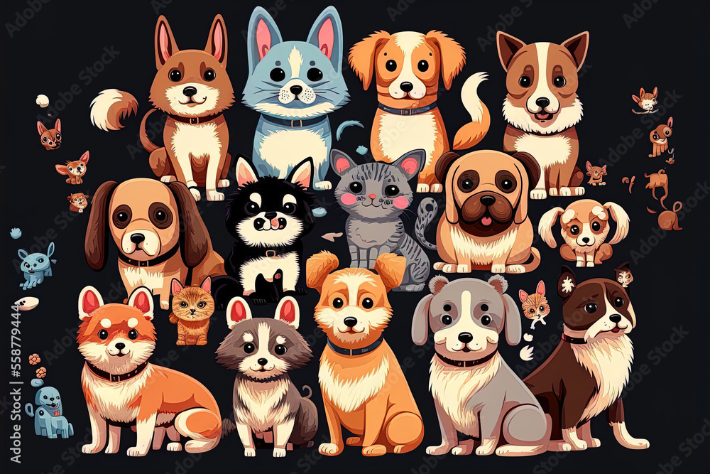 cute many dog groups. Generative AI