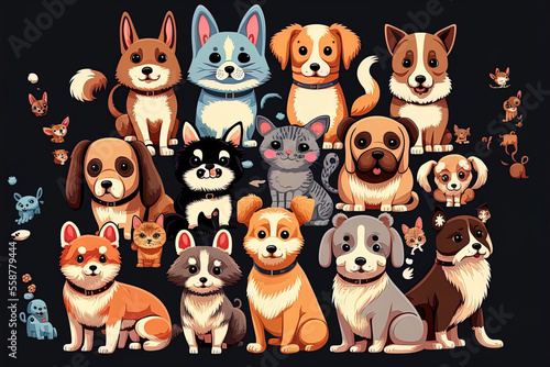 Canvastavla cute many dog groups. Generative AI