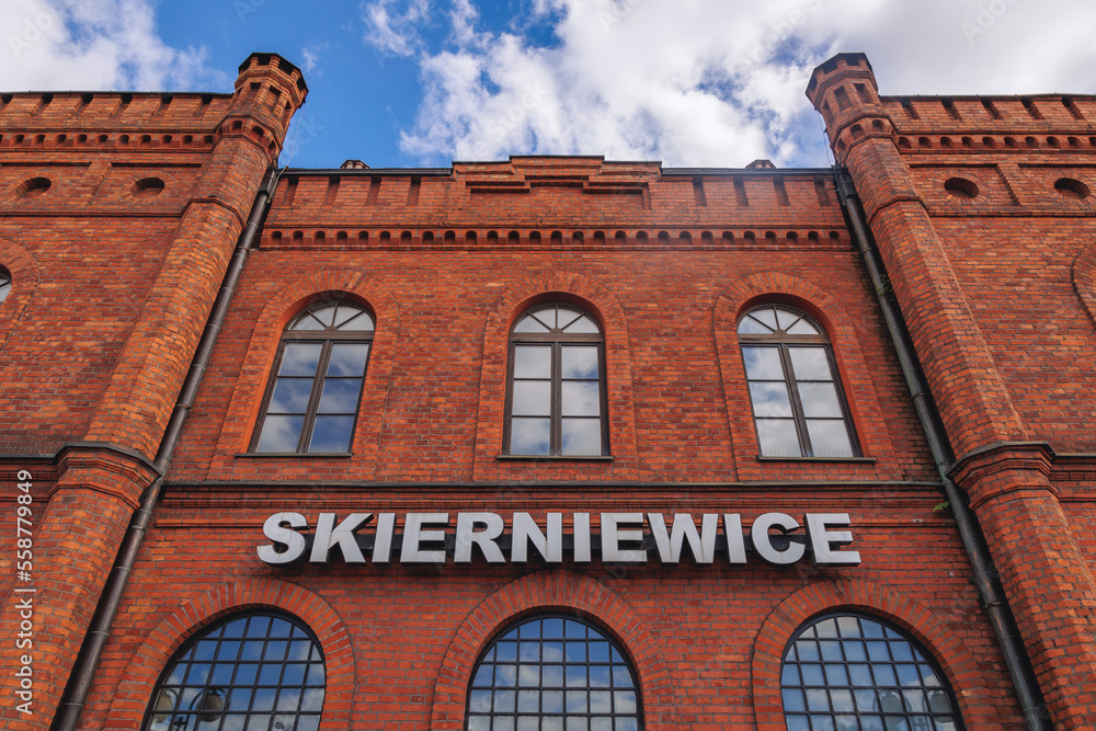 Facade of main railway station in Skierniewice, Poland