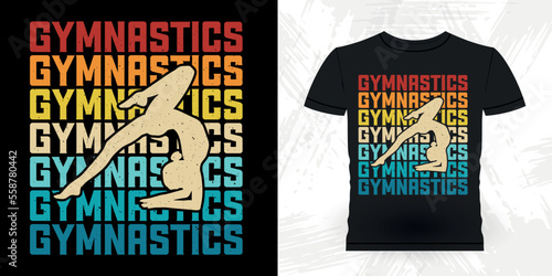 Funny Gymnast Girls Women Retro Vintage Gymnastics T-shirt Design