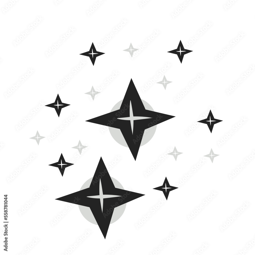 Set of black hand drawn doodle stars Set of black hand drawn doodle stars