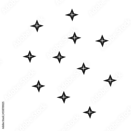 Set of black hand drawn doodle stars