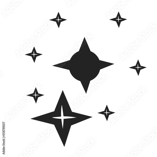 Set of black hand drawn doodle stars