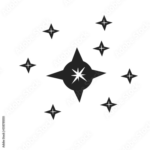 Set of black hand drawn doodle stars