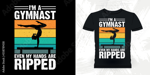 Funny Gymnast Girls Women Retro Vintage Gymnastics T-shirt Design
