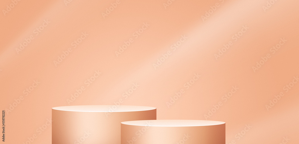 Two Column Podium Advertising round podium shape. Two empty cylinder columns for jewelry ...