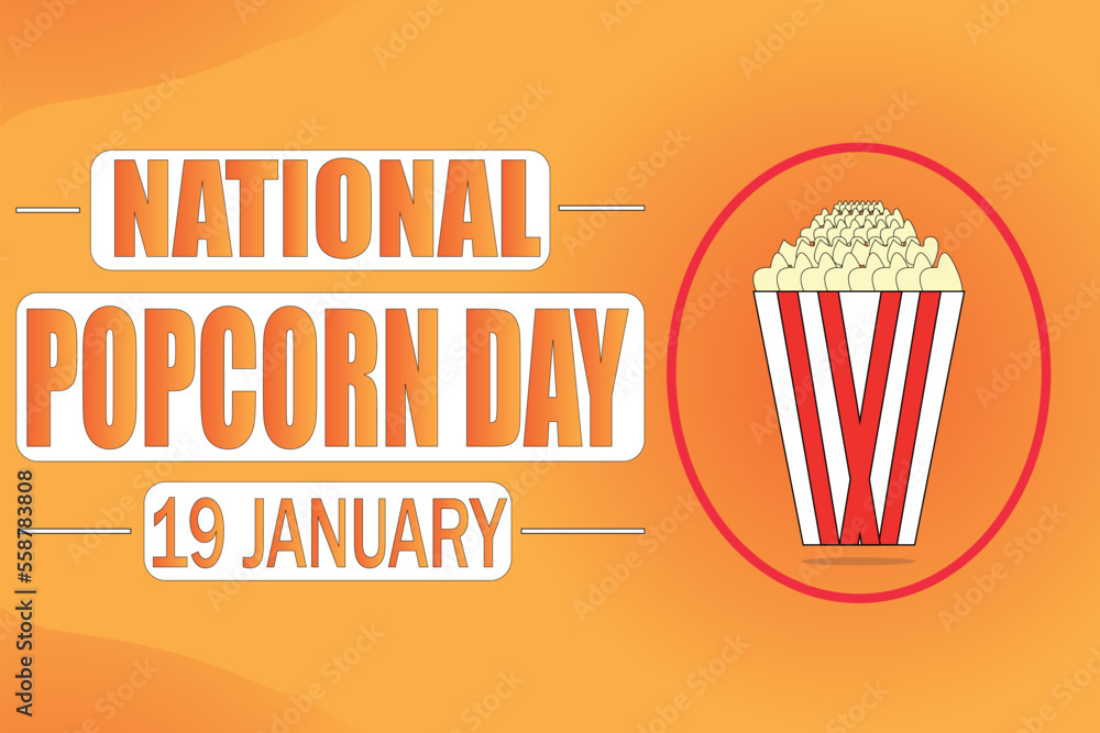 National Popcorn Day background with typography and popcorn