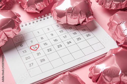 Calendar with marked date o...