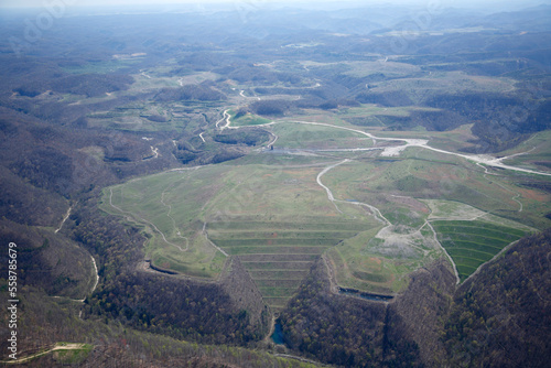 Aerial view Mountaintop Removal coal mining in West Virginia photo