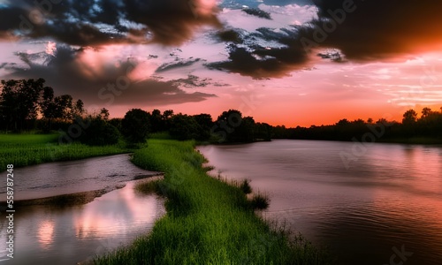 sunset over the river © BrandwayArt