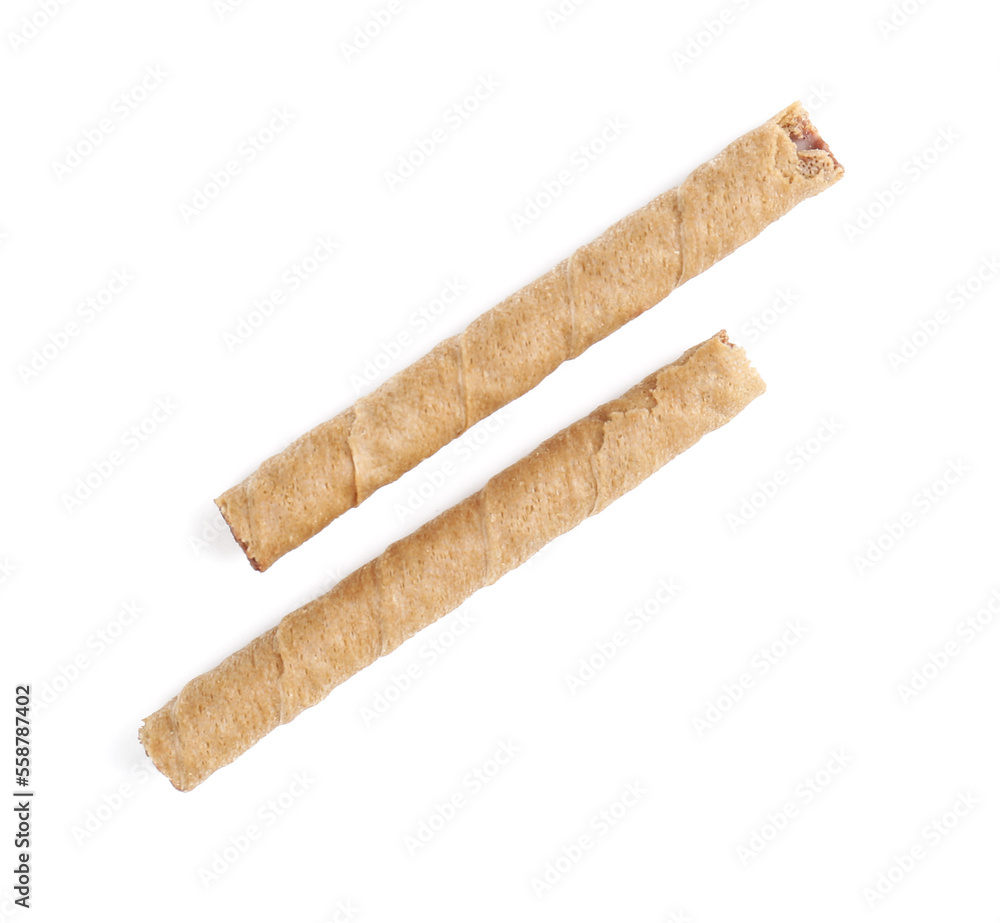 Tasty wafer rolls isolated on white background Tasty wafer rolls isolated on white background